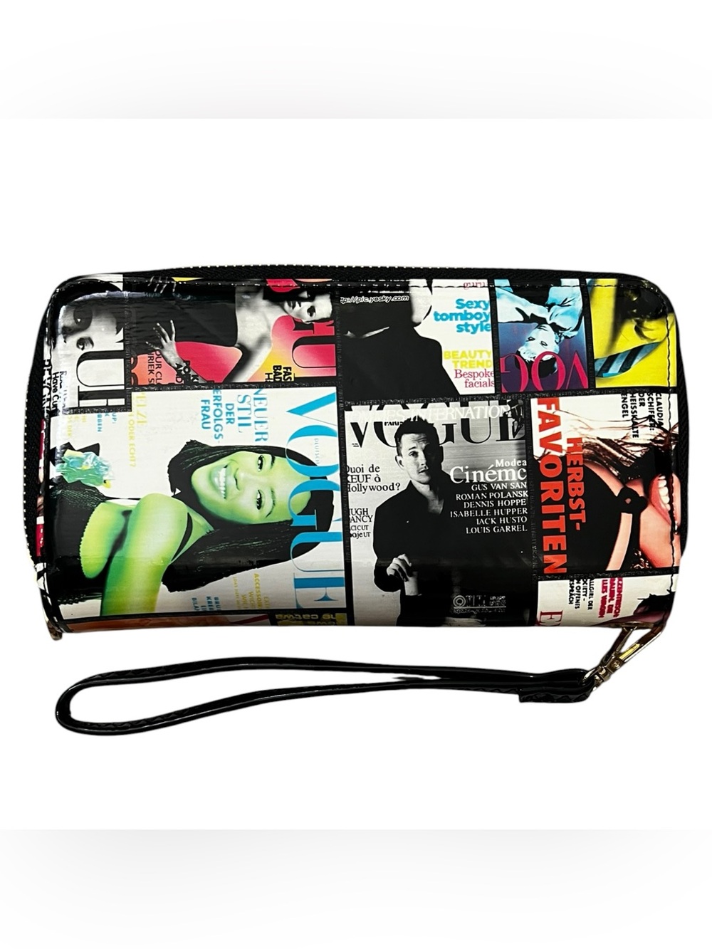 Vogue Multicolor Magazine-Print Wristlet Wallet Clutch NWOT